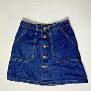 Yimeixuan Womens XS Jean Skirt Button Front Mini  12 in waist laying flat, 15 in